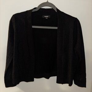 Premise Black Open-Front Women's Cardigan Sweater - Cropped
